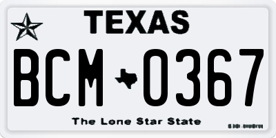 TX license plate BCM0367