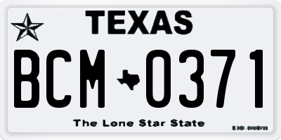 TX license plate BCM0371