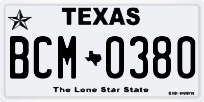 TX license plate BCM0380