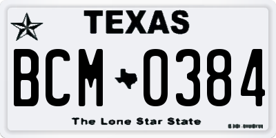TX license plate BCM0384