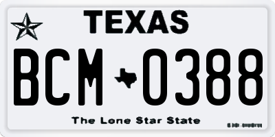 TX license plate BCM0388