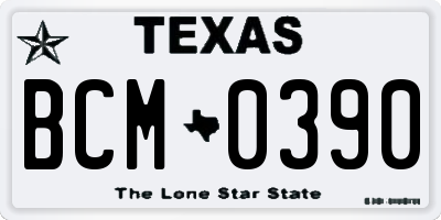 TX license plate BCM0390