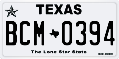 TX license plate BCM0394