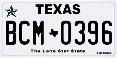 TX license plate BCM0396