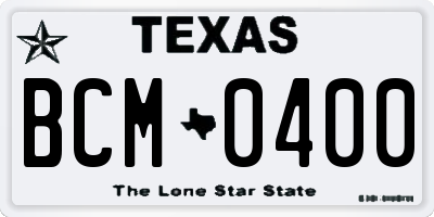 TX license plate BCM0400
