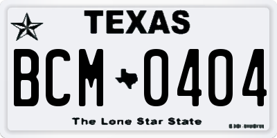 TX license plate BCM0404