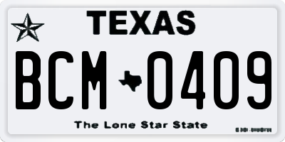 TX license plate BCM0409