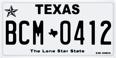 TX license plate BCM0412