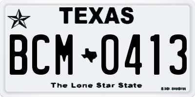 TX license plate BCM0413