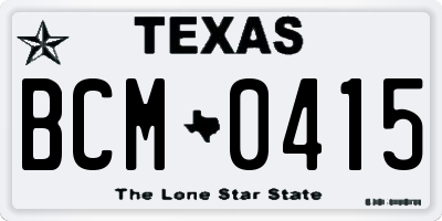 TX license plate BCM0415