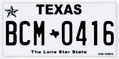 TX license plate BCM0416