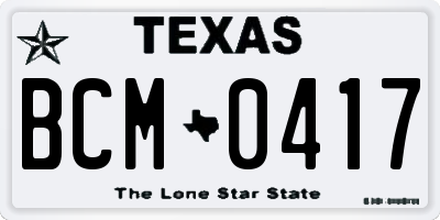TX license plate BCM0417