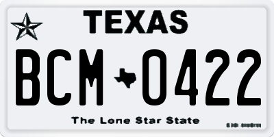 TX license plate BCM0422