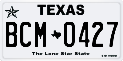 TX license plate BCM0427