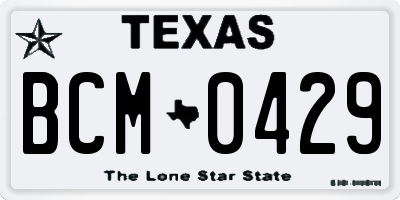 TX license plate BCM0429