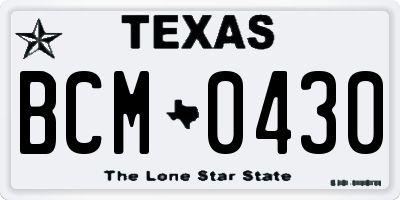 TX license plate BCM0430