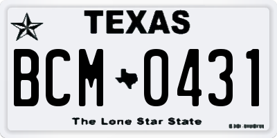 TX license plate BCM0431