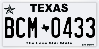 TX license plate BCM0433