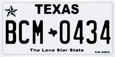 TX license plate BCM0434