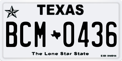 TX license plate BCM0436