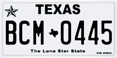 TX license plate BCM0445