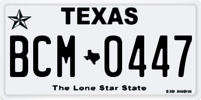 TX license plate BCM0447