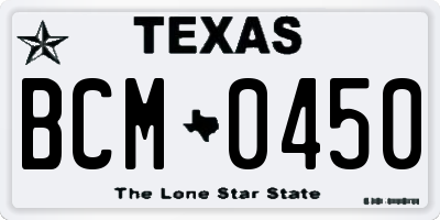 TX license plate BCM0450