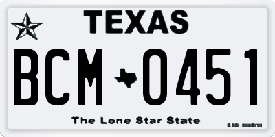 TX license plate BCM0451