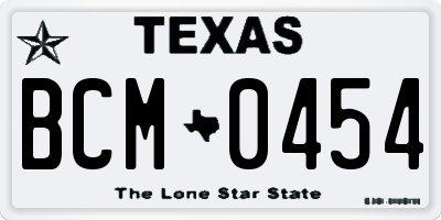 TX license plate BCM0454