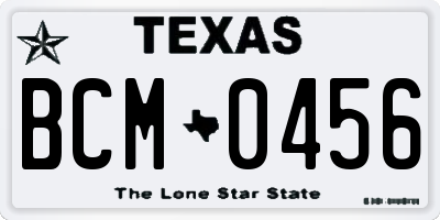 TX license plate BCM0456
