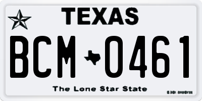TX license plate BCM0461
