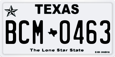 TX license plate BCM0463