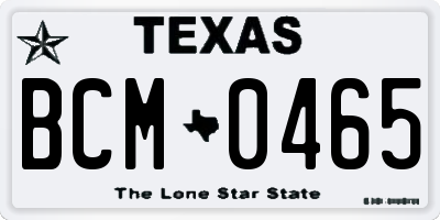 TX license plate BCM0465