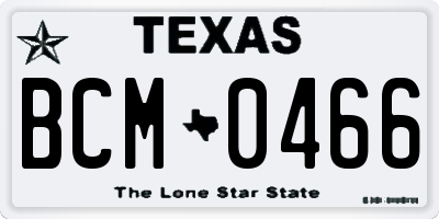 TX license plate BCM0466