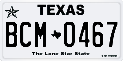 TX license plate BCM0467
