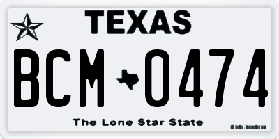 TX license plate BCM0474