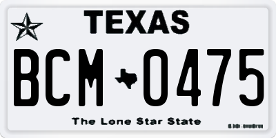 TX license plate BCM0475
