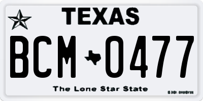 TX license plate BCM0477