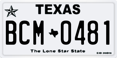 TX license plate BCM0481