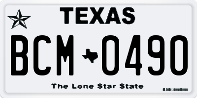 TX license plate BCM0490