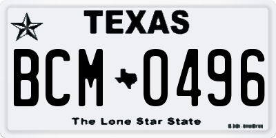 TX license plate BCM0496