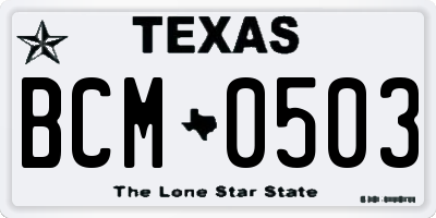 TX license plate BCM0503
