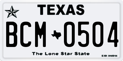 TX license plate BCM0504