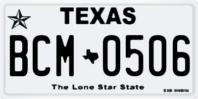 TX license plate BCM0506