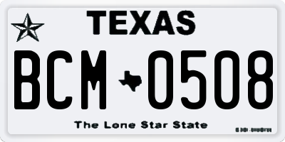 TX license plate BCM0508