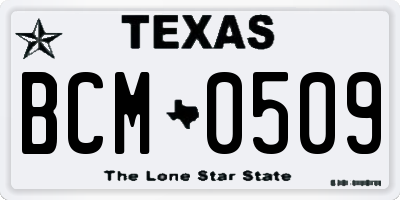 TX license plate BCM0509