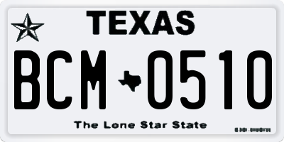 TX license plate BCM0510