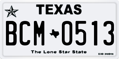 TX license plate BCM0513