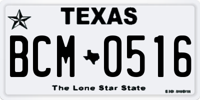 TX license plate BCM0516
