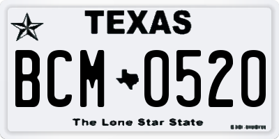 TX license plate BCM0520